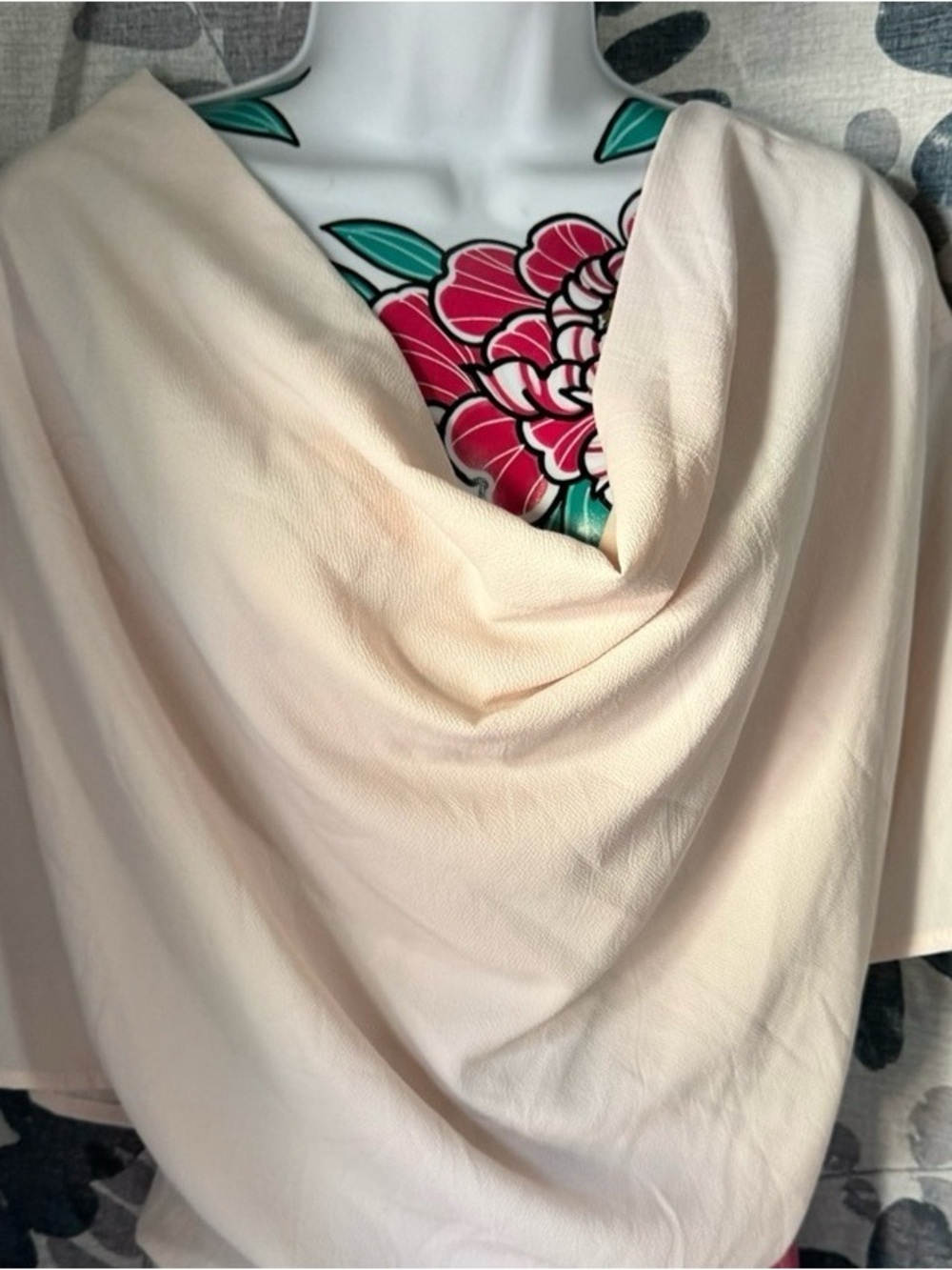 Elegant Cream Draped Neck Wrap Scarf - Women's Accessory